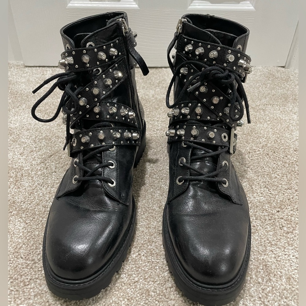 Zara Basic - Black Studded Combat Boots